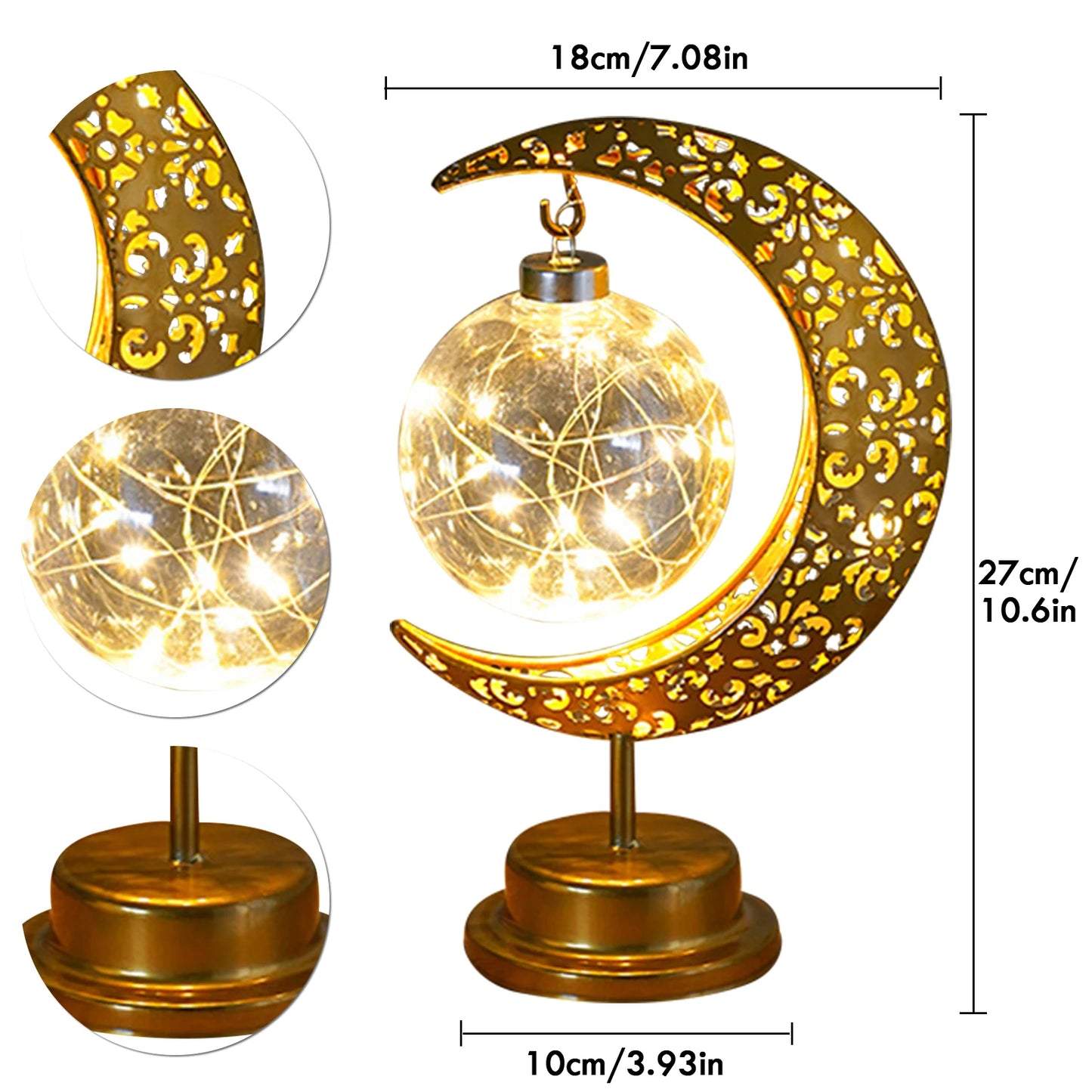 Enchanting Ramadan LED Hollow Moon Night Light - Battery-Powered Festival Decor for Home & Bedroom