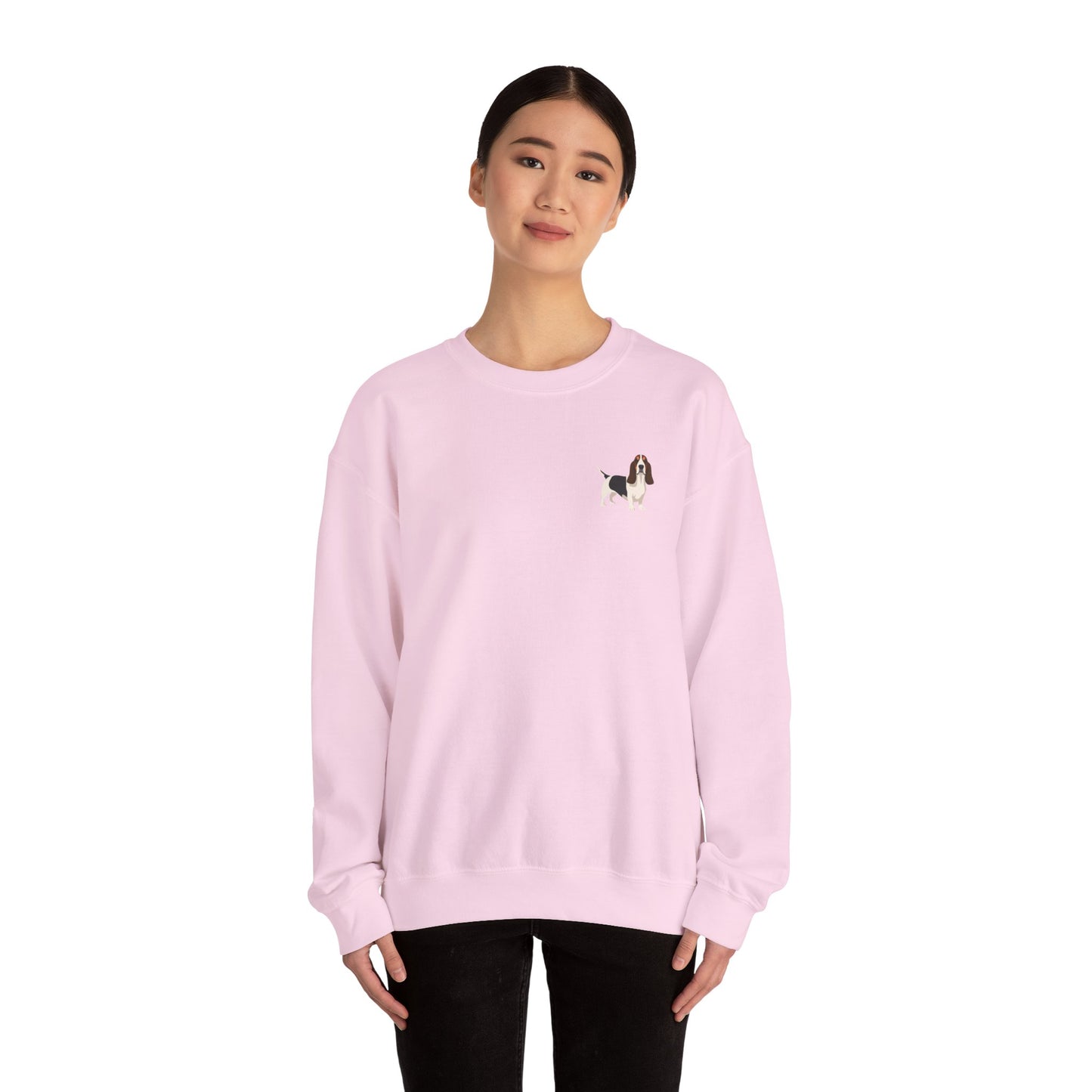 Basset Hound Dog - Unisex Crewneck Sweatshirt (black ink)