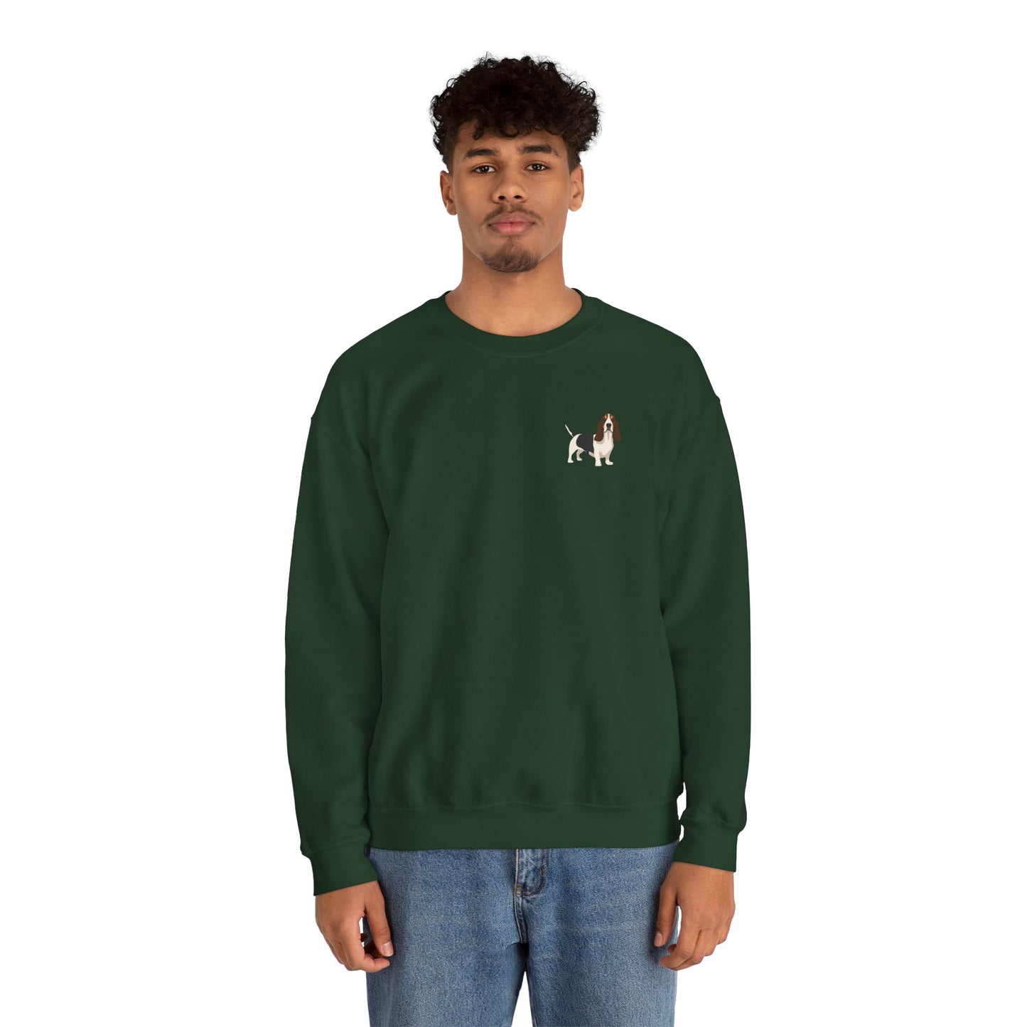 Basset Hound Dog - Unisex Crewneck Sweatshirt (black ink)