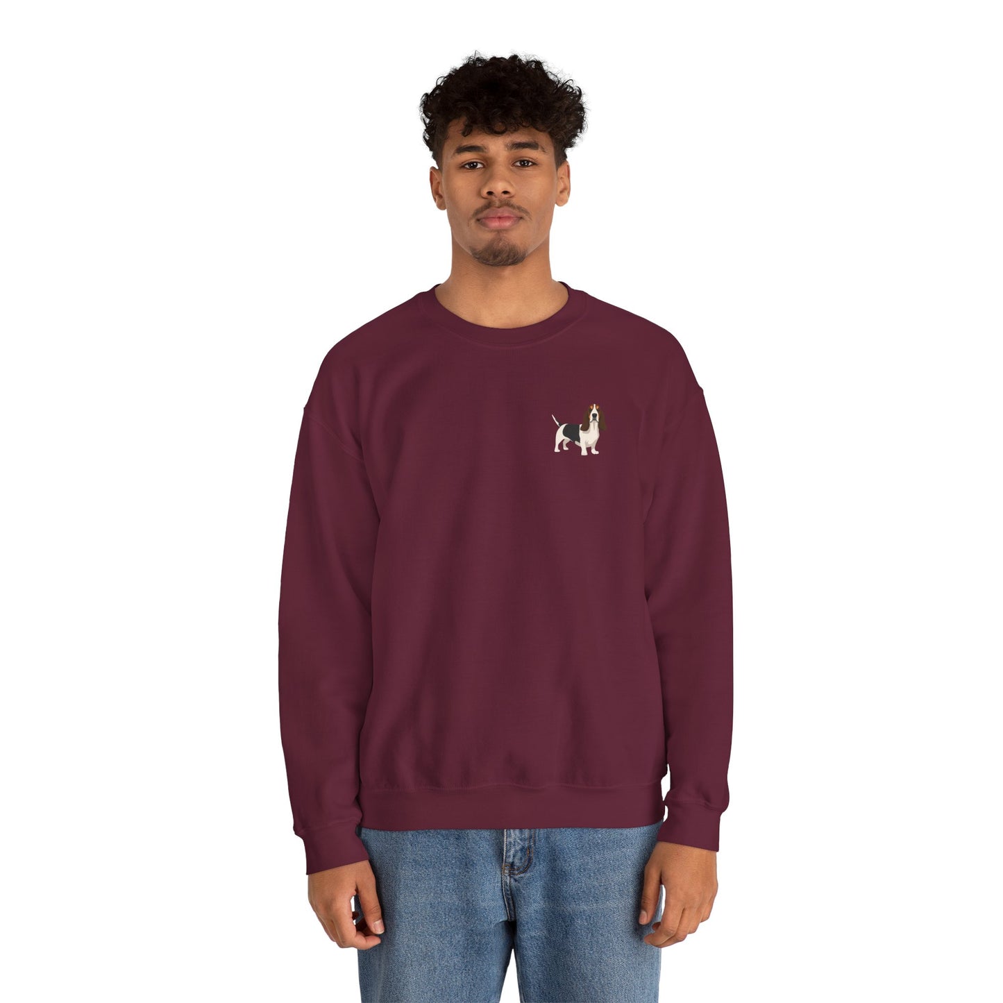 Basset Hound Dog - Unisex Crewneck Sweatshirt (black ink)