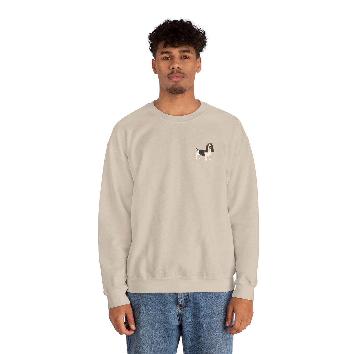 Basset Hound Dog - Unisex Crewneck Sweatshirt (black ink)