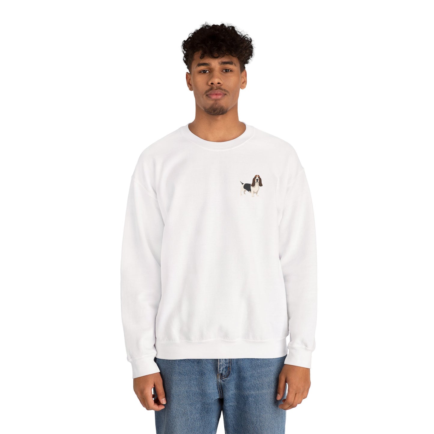 Basset Hound Dog - Unisex Crewneck Sweatshirt (black ink)