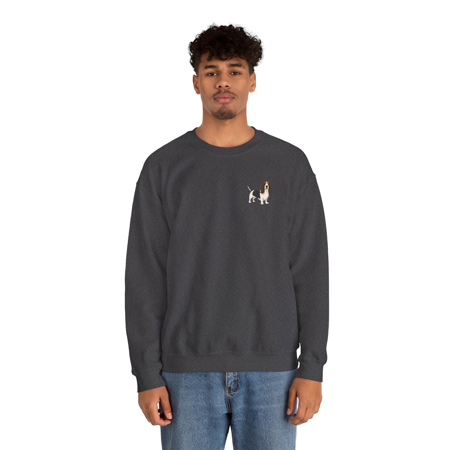 Basset Hound Dog - Unisex Crewneck Sweatshirt (black ink)