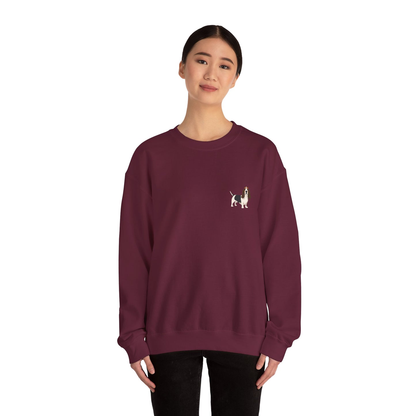 Bassett Hound Dog - Unisex Crewneck Sweatshirt (light gray ink)
