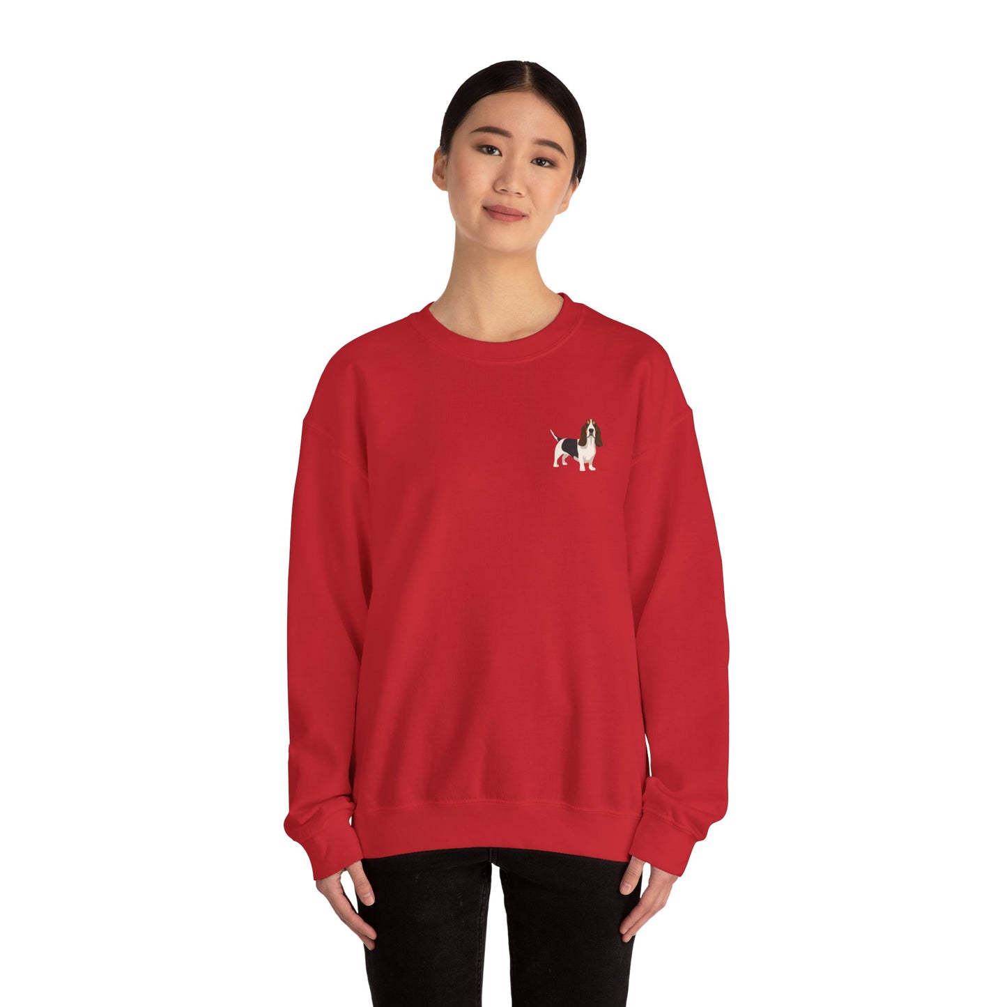 Basset Hound Dog - Unisex Crewneck Sweatshirt (black ink)
