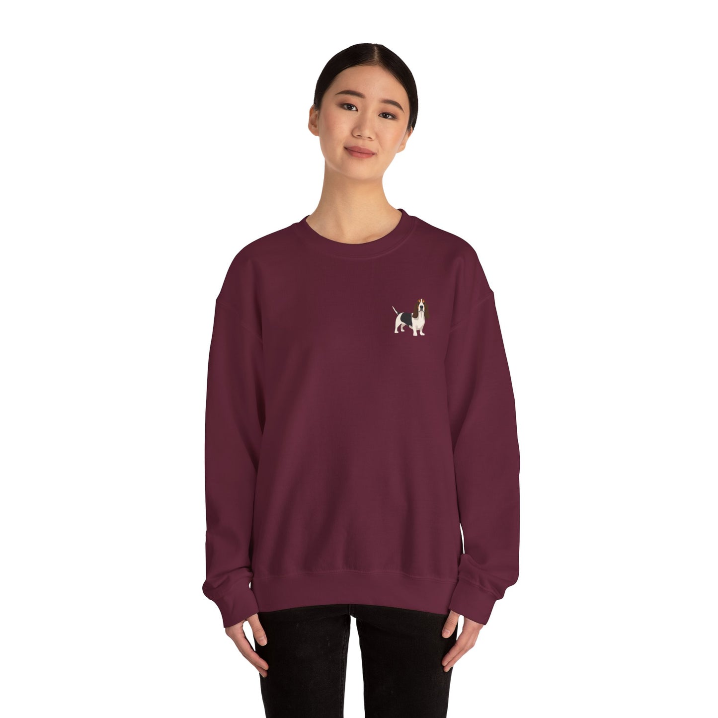 Basset Hound Dog - Unisex Crewneck Sweatshirt (black ink)