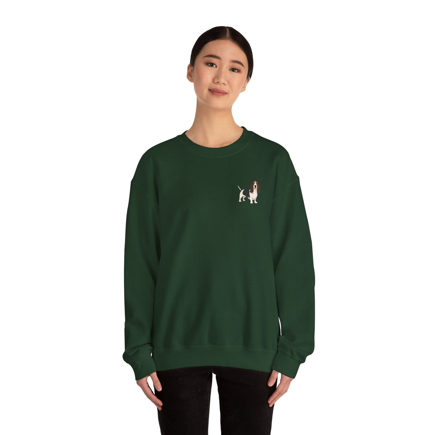 Basset Hound Dog - Unisex Crewneck Sweatshirt (black ink)