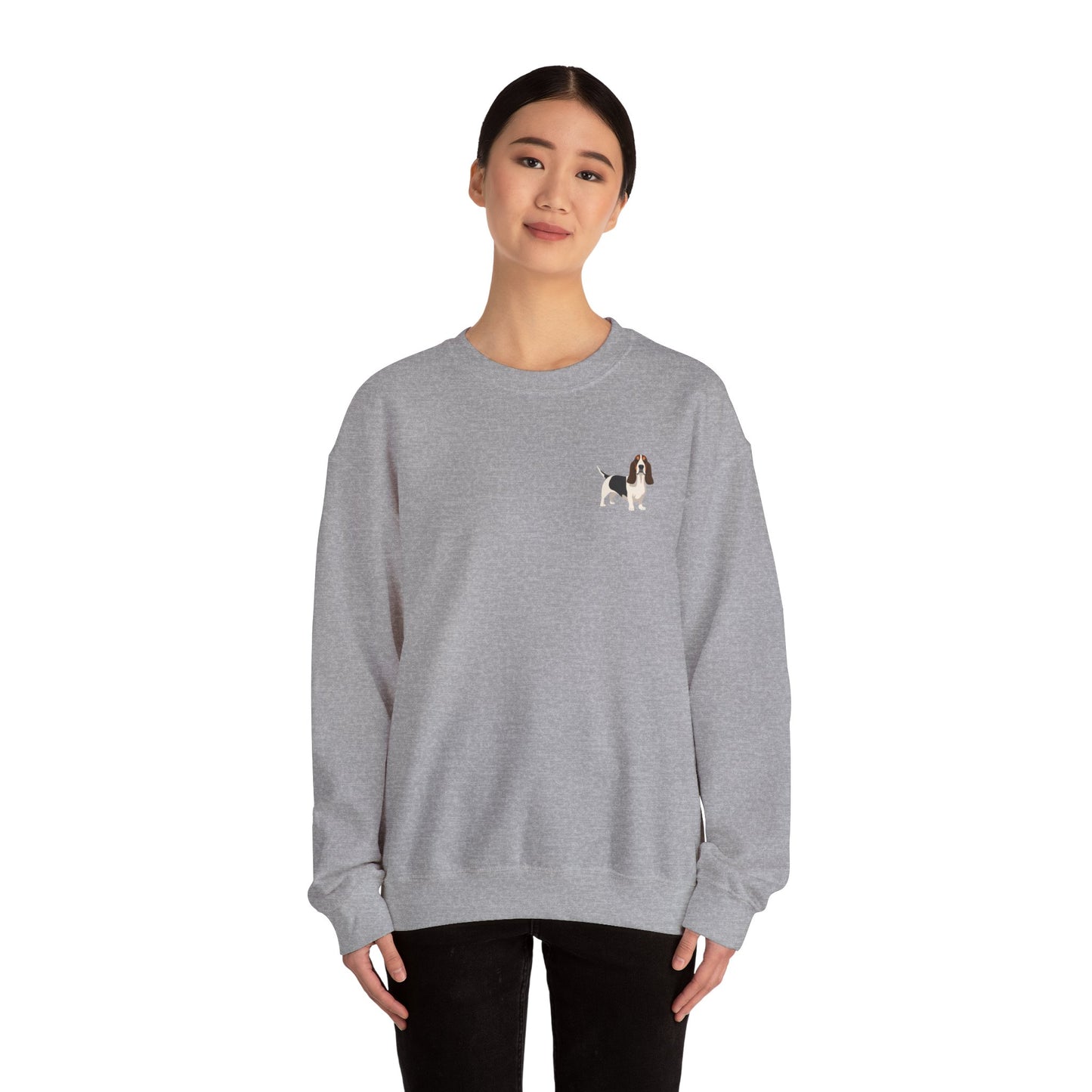 Basset Hound Dog - Unisex Crewneck Sweatshirt (black ink)