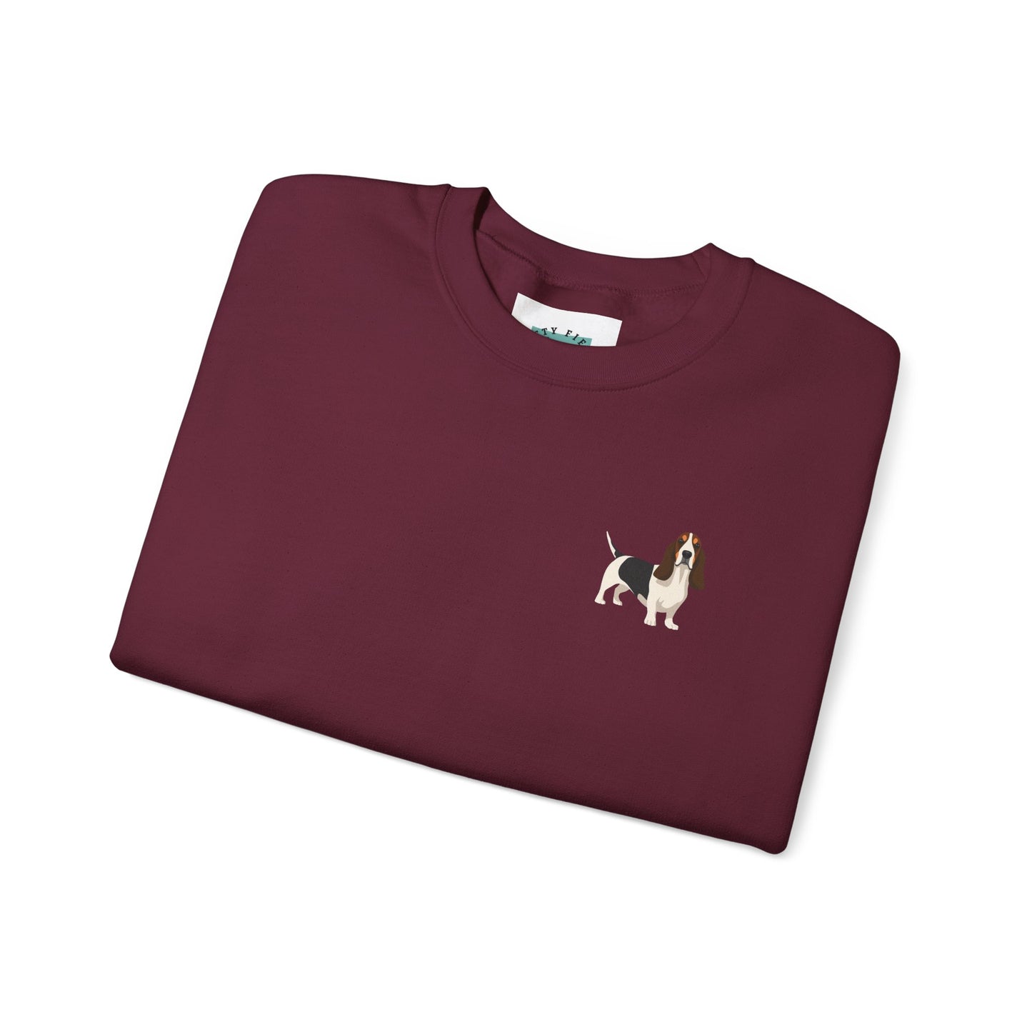Basset Hound Dog - Unisex Crewneck Sweatshirt (black ink)