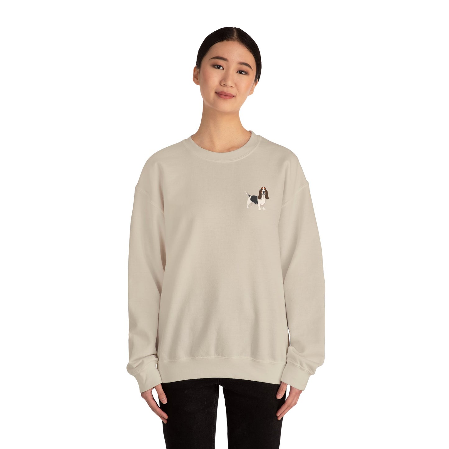 Basset Hound Dog - Unisex Crewneck Sweatshirt (black ink)