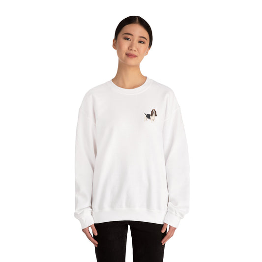 Basset Hound Dog - Unisex Crewneck Sweatshirt (black ink)
