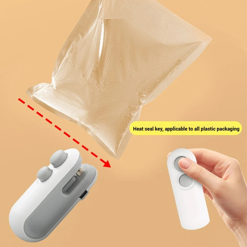 Rechargeable 2-in-1 Mini Plastic Heat Bag Sealer and Handheld Food Packaging Sealant Machine