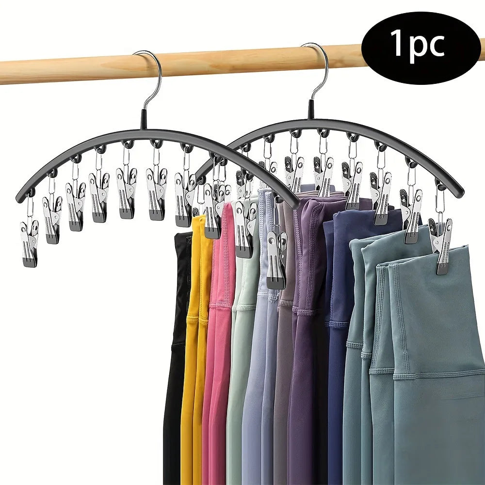 1/2/3PCS Closet Storage Hanger with 10 Clipshangs 40 Pairs of Leggingsblack Hangerspace-Saving Hanging Closet Organizer