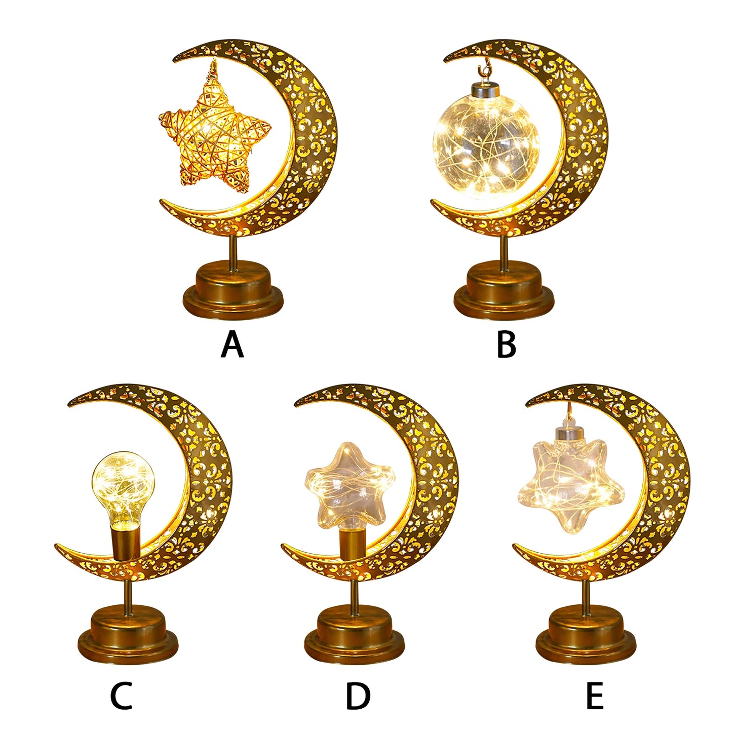 Enchanting Ramadan LED Hollow Moon Night Light - Battery-Powered Festival Decor for Home & Bedroom