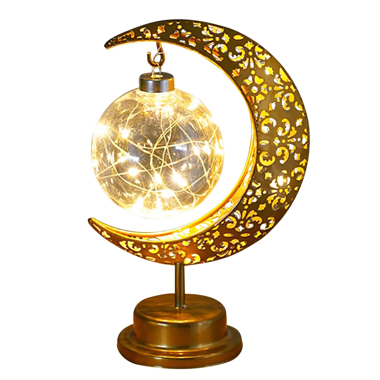 Enchanting Ramadan LED Hollow Moon Night Light - Battery-Powered Festival Decor for Home & Bedroom
