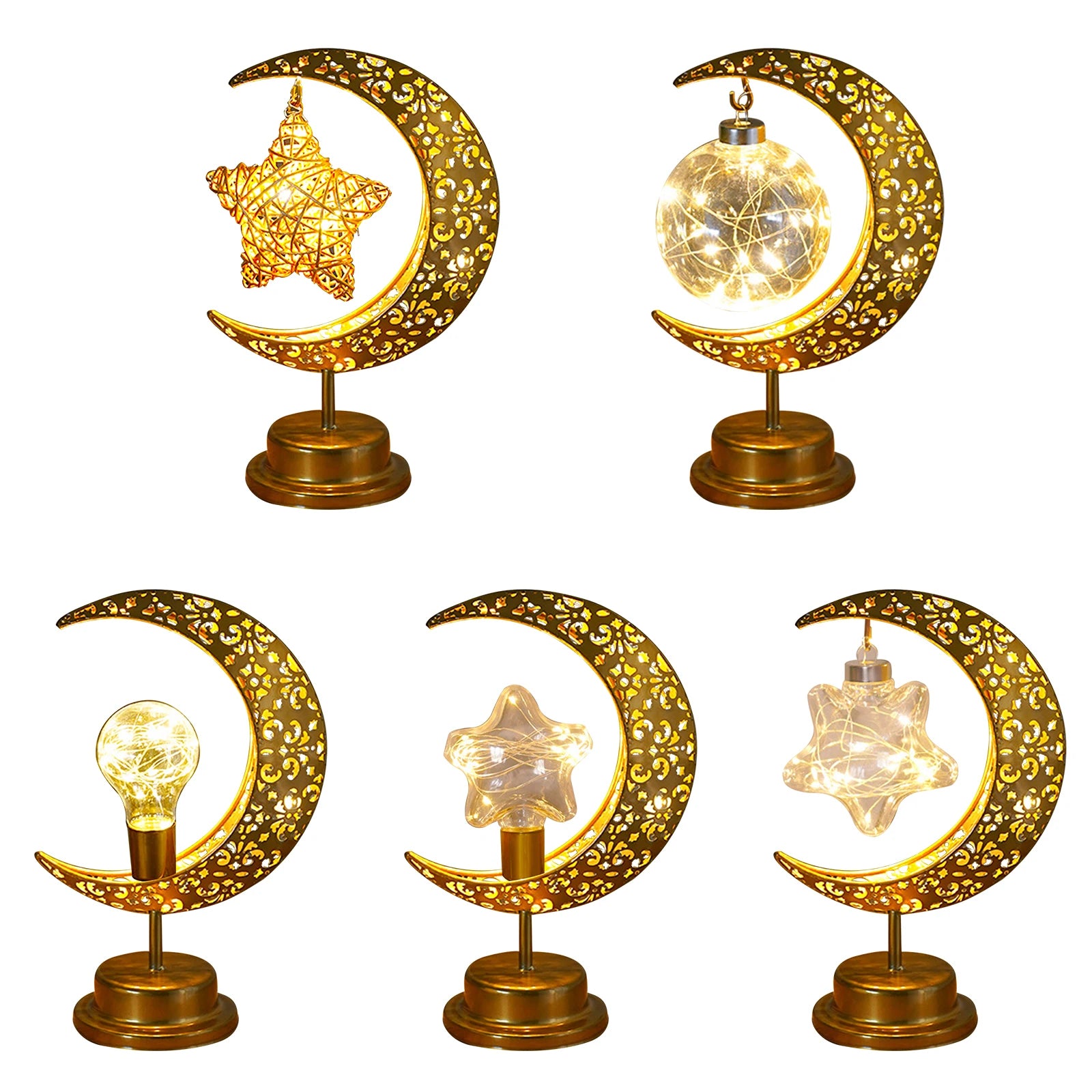 Enchanting Ramadan LED Hollow Moon Night Light - Battery-Powered Festival Decor for Home & Bedroom