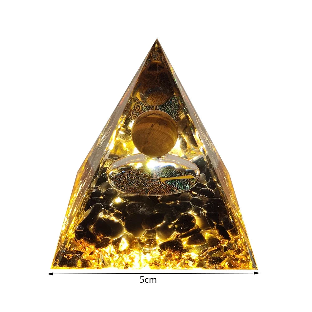 Revitalize Your Space with the Amethyst & Peridot Orgone Pyramid - Healing Crystal Chakra Generator for Home Decor