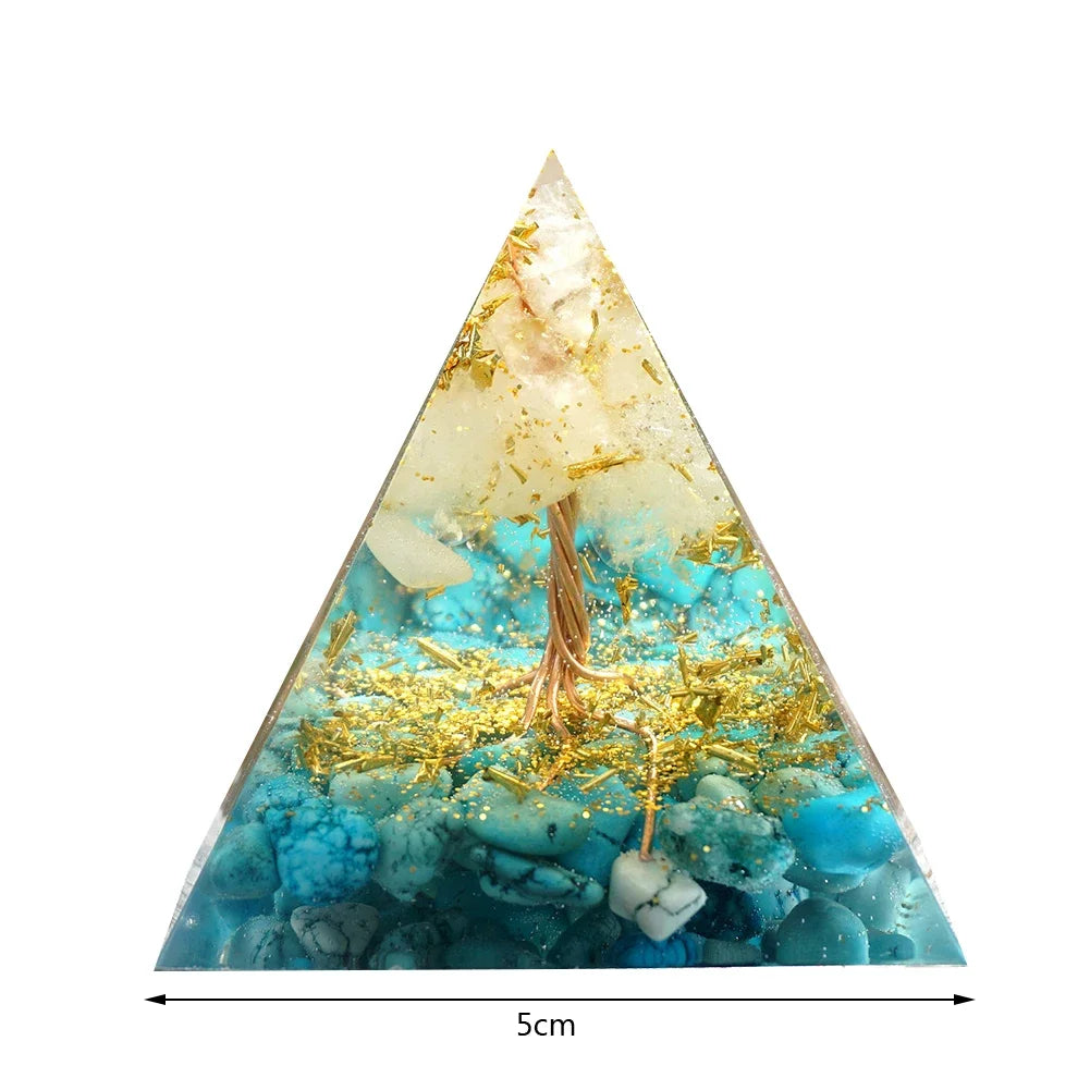 Revitalize Your Space with the Amethyst & Peridot Orgone Pyramid - Healing Crystal Chakra Generator for Home Decor