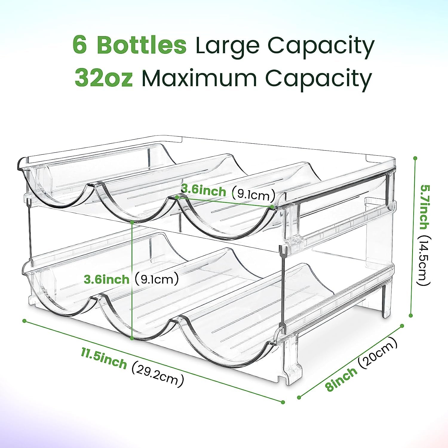 Space-Saving Water Bottle Organizer - 2 Pack Stackable Storage Racks for Cabinets