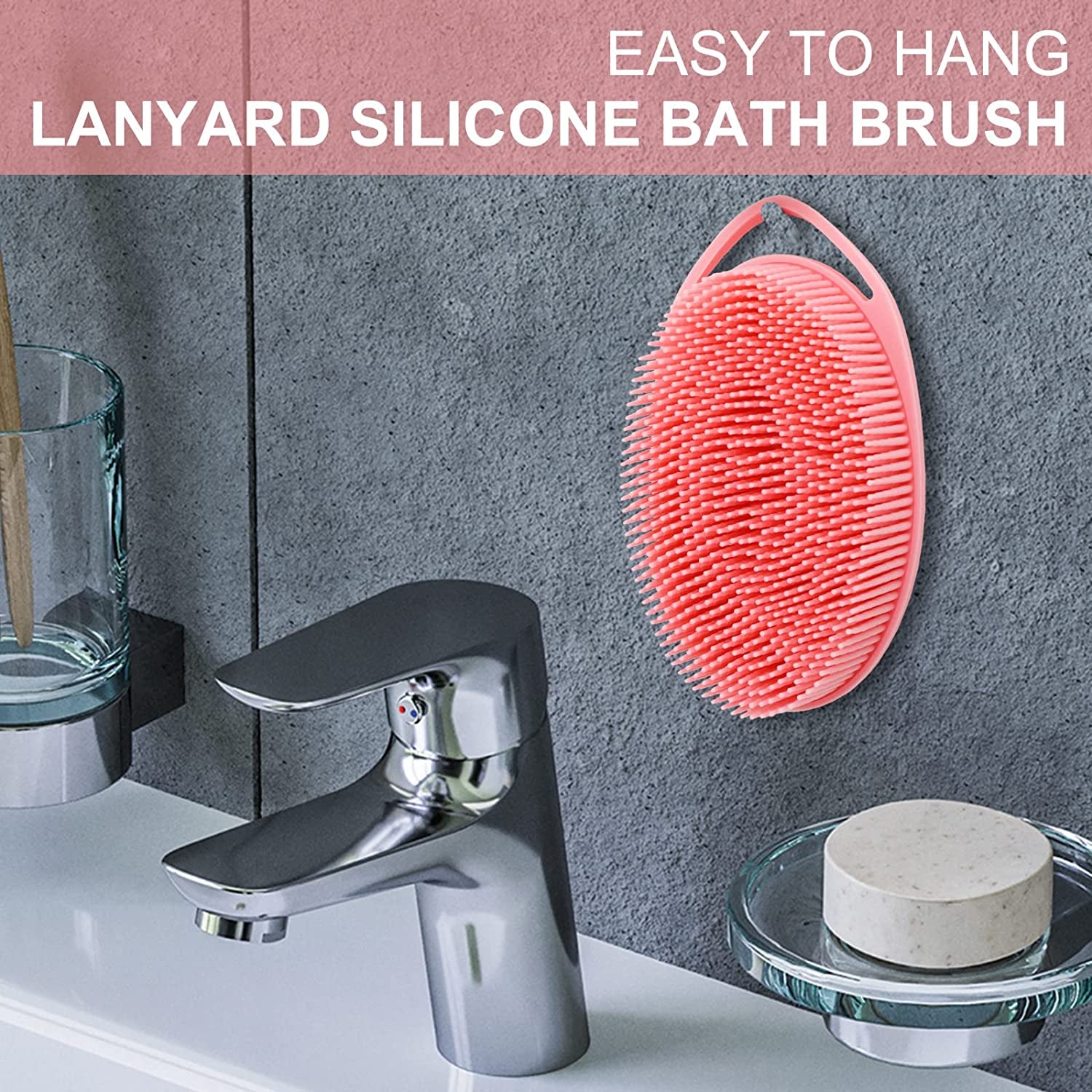 Transform Your Shower Experience: 2-in-1 Silicone Bath & Shampoo Body Brush - Exfoliating Loofah & Scalp Massager in Pink