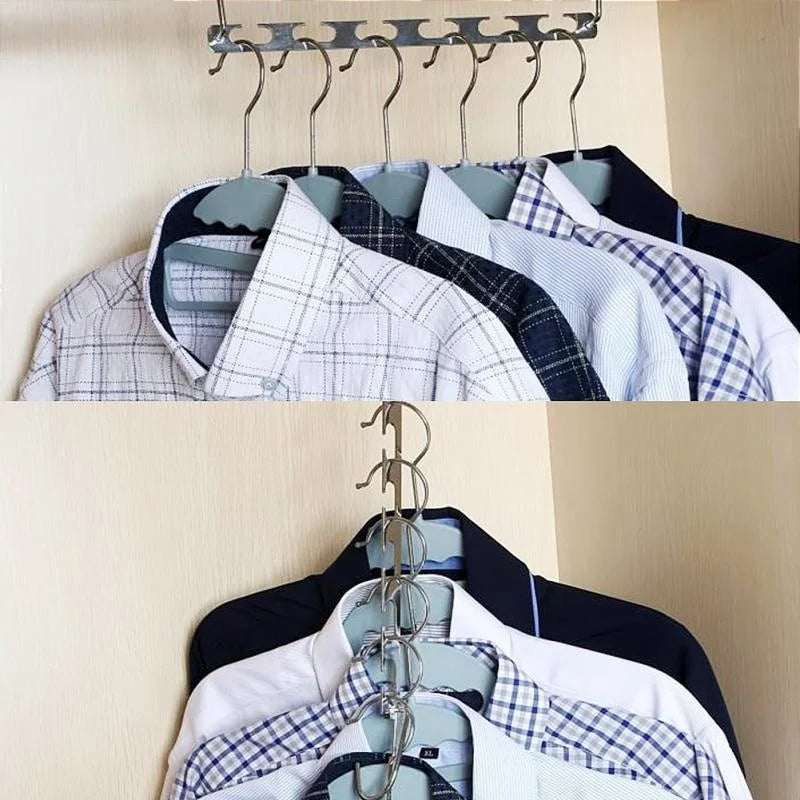Multifunctional 37Cm Space-Saving Metal Hangers with Magic Hook - 1/3 Pcs for Organized Wardrobe!