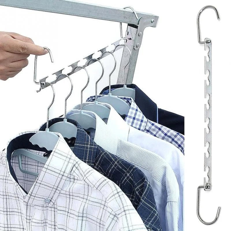Multifunctional 37Cm Space-Saving Metal Hangers with Magic Hook - 1/3 Pcs for Organized Wardrobe!