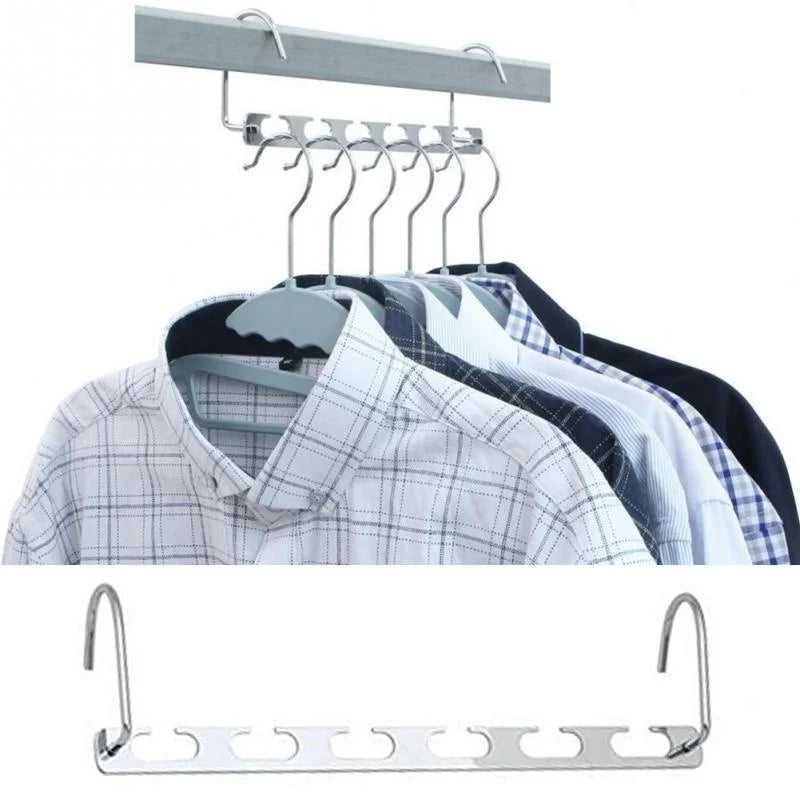 Multifunctional 37Cm Space-Saving Metal Hangers with Magic Hook - 1/3 Pcs for Organized Wardrobe!