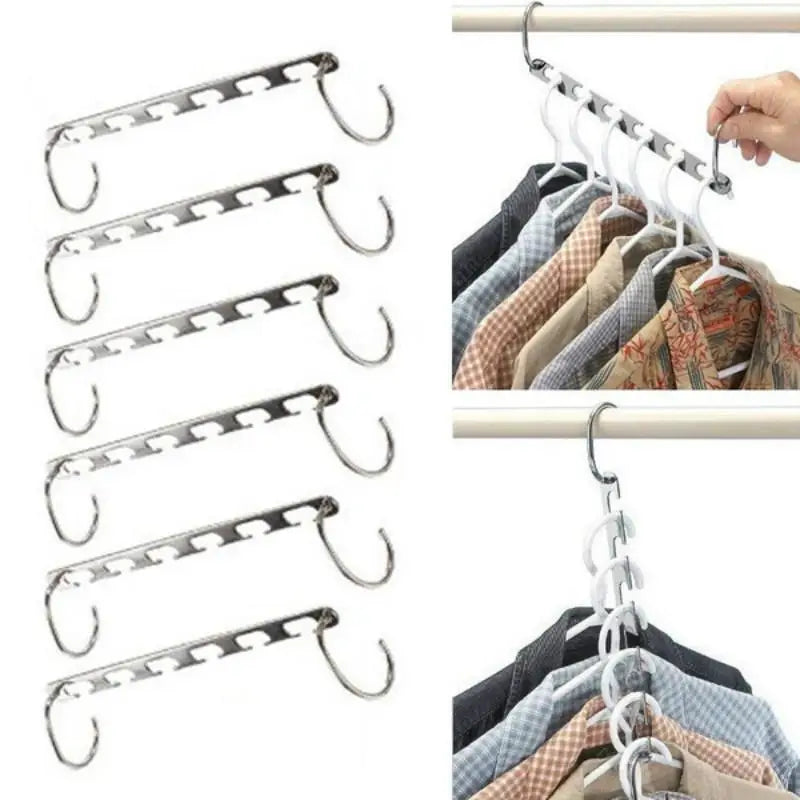 Multifunctional 37Cm Space-Saving Metal Hangers with Magic Hook - 1/3 Pcs for Organized Wardrobe!