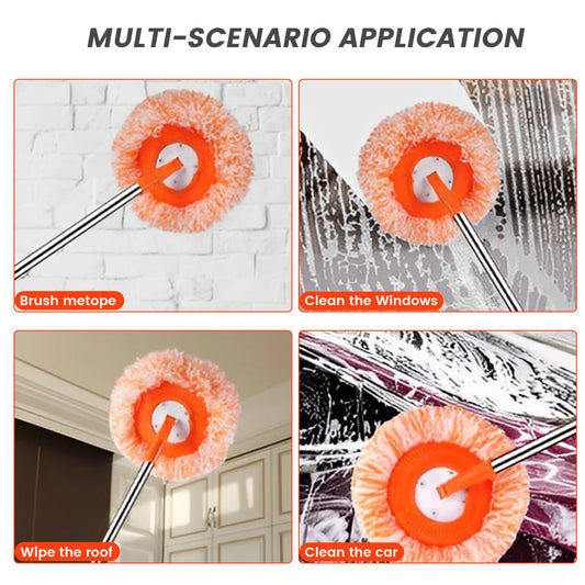 Rotatable Cleaning Mop with 4 Replaceable Mop Heads 360° Rotatable Cleaning Mops Adjustable Sunflower Chenille Magic Mop 2023