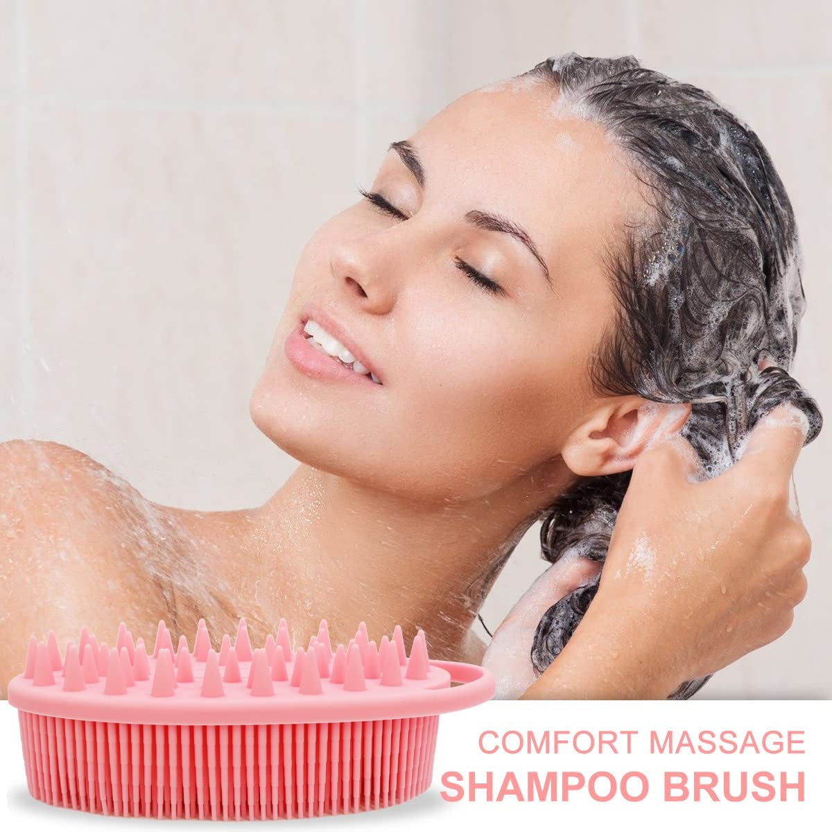 Transform Your Shower Experience: 2-in-1 Silicone Bath & Shampoo Body Brush - Exfoliating Loofah & Scalp Massager in Pink