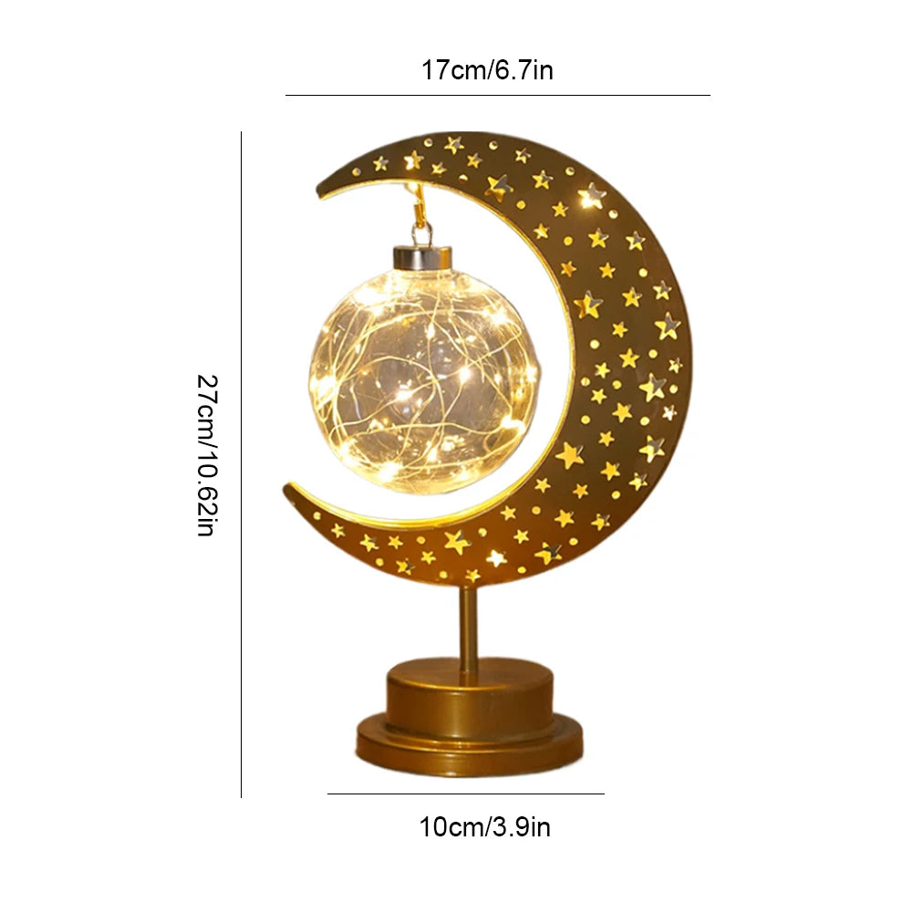 Enchanting Ramadan LED Hollow Moon Night Light - Battery-Powered Festival Decor for Home & Bedroom