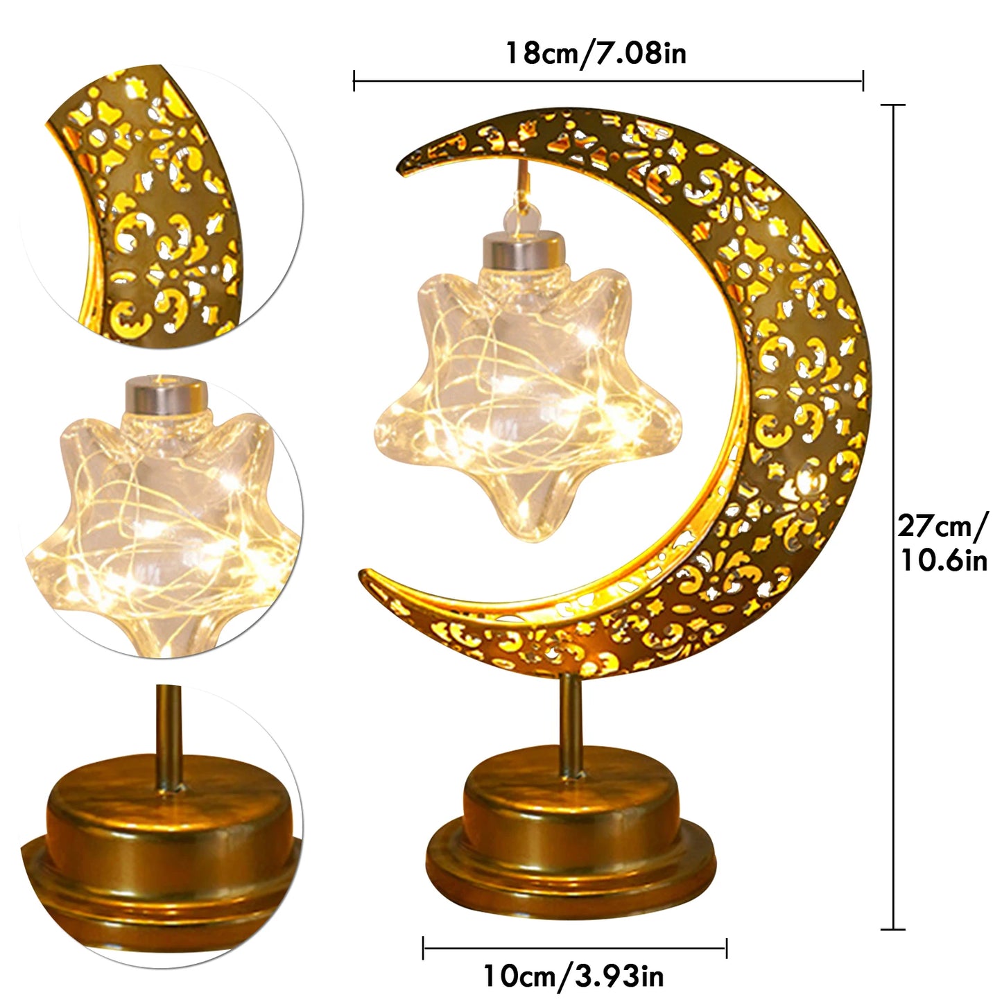 Enchanting Ramadan LED Hollow Moon Night Light - Battery-Powered Festival Decor for Home & Bedroom
